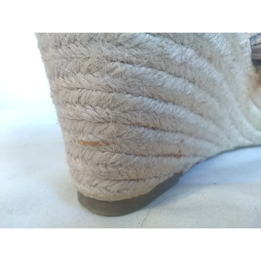 Women's Wedge Sandals Sz 11 Dexter Espadrille Black Tan Jute Hemp Heel READ‎